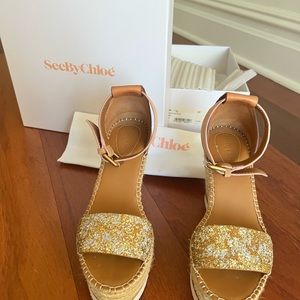 Like new, Seebychloe sequin espadrille wedges. shoe dust bag in mint condition